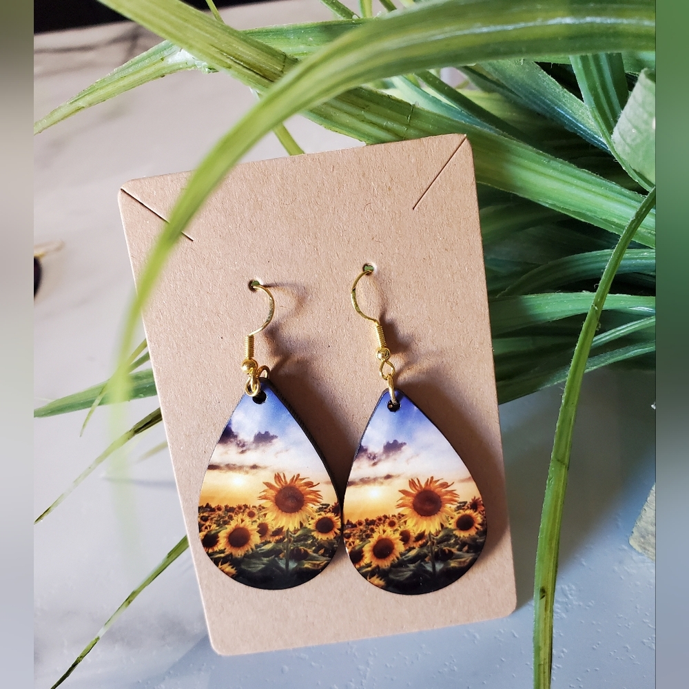 Sunflower Teardrop Earrings
